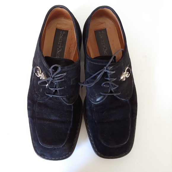 Cesare Paciotti Suede Lace Up Oxfords Loafers Black Size 7 - Picture 6 of 16